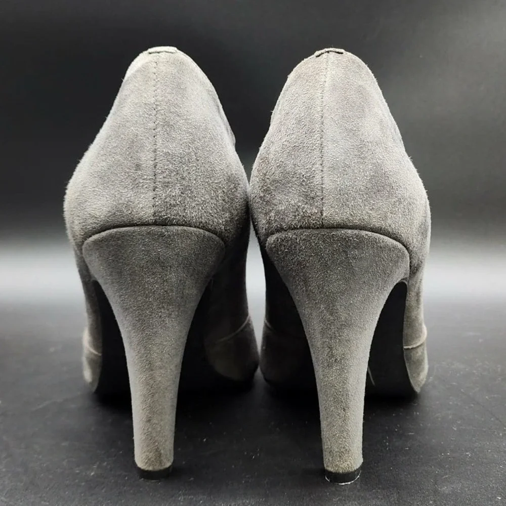 Franco Sarto L-Sync Gray Womens 10M Suede Leather Ankle Boots High Heel Zip‎ Up